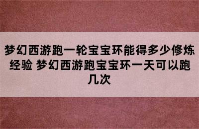 梦幻西游跑一轮宝宝环能得多少修炼经验 梦幻西游跑宝宝环一天可以跑几次